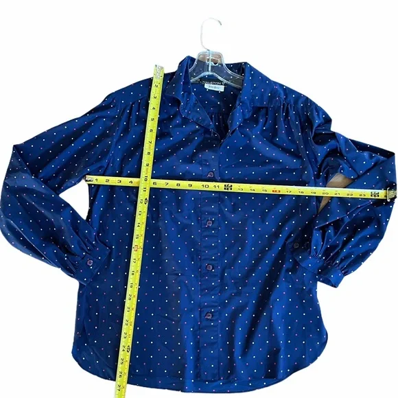 70’s Vintage Halston Navy Polka Dot Skirt Suit Set - Picture 7 of 11